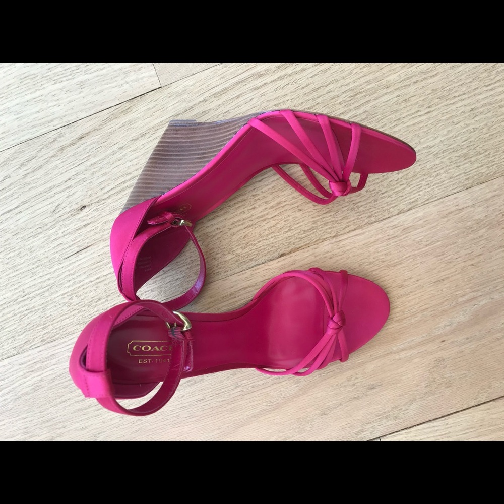 Coach pink / magenta high heel sandal wedges
